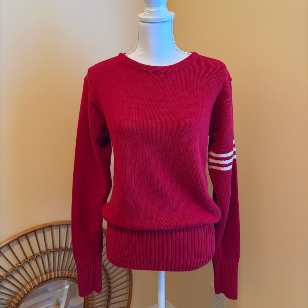 Vintage J. Peterman Women’s Red Sweater w/ Sporty Striped Sleeve Preppy 90’s EUC - Picture 11 of 11